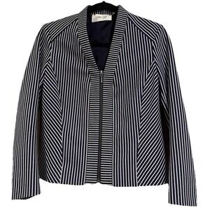 Per Se By Carlisle Jacket Womens 2 Navy White  Zip Front Blazer Lined Classic